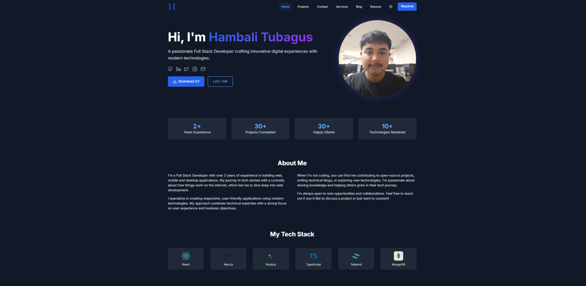 Screenshot of Website Portofolio dengan Nextjs project